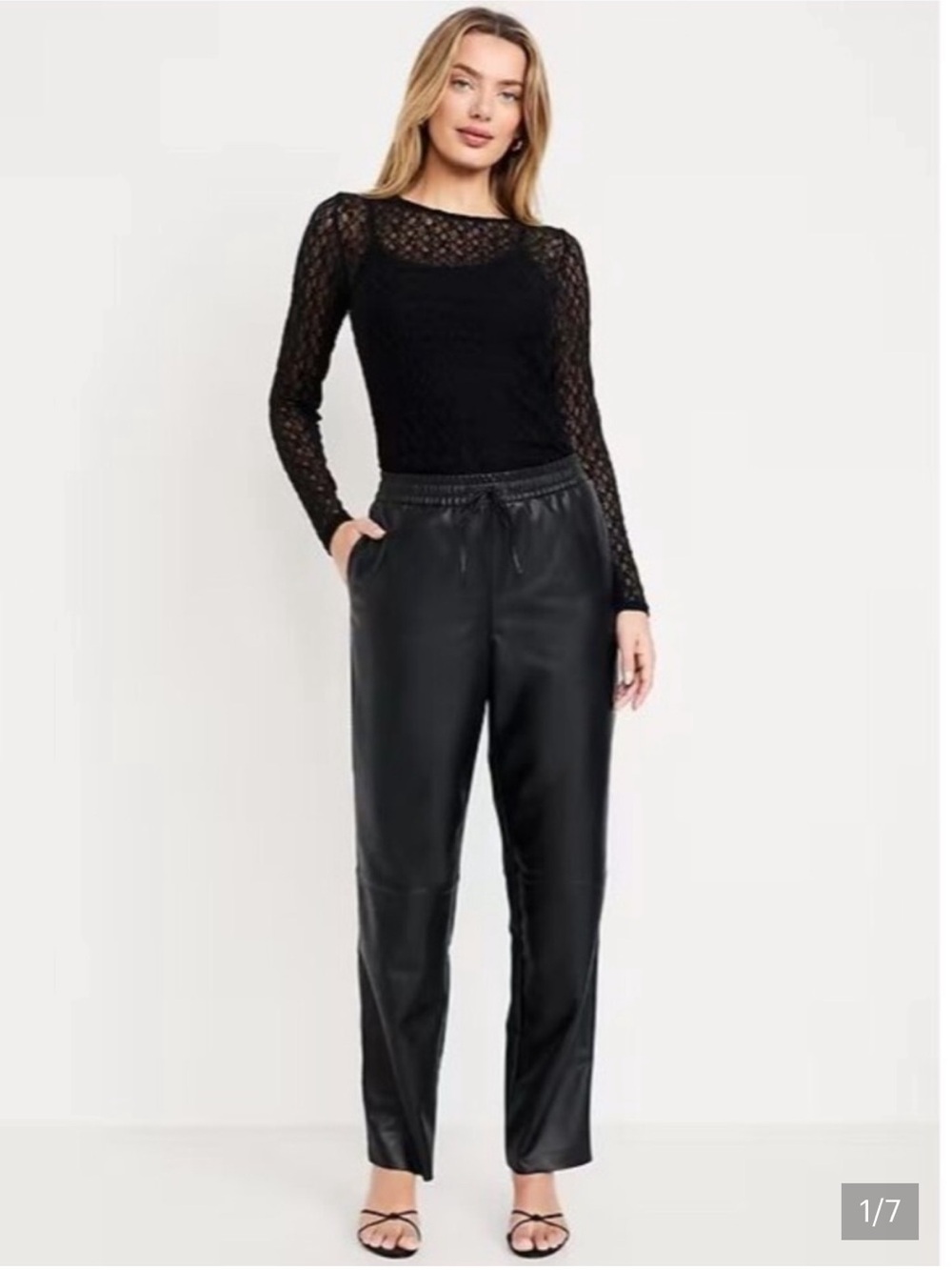 Old Navy Black Faux-Leather Jogger-Style Trousers